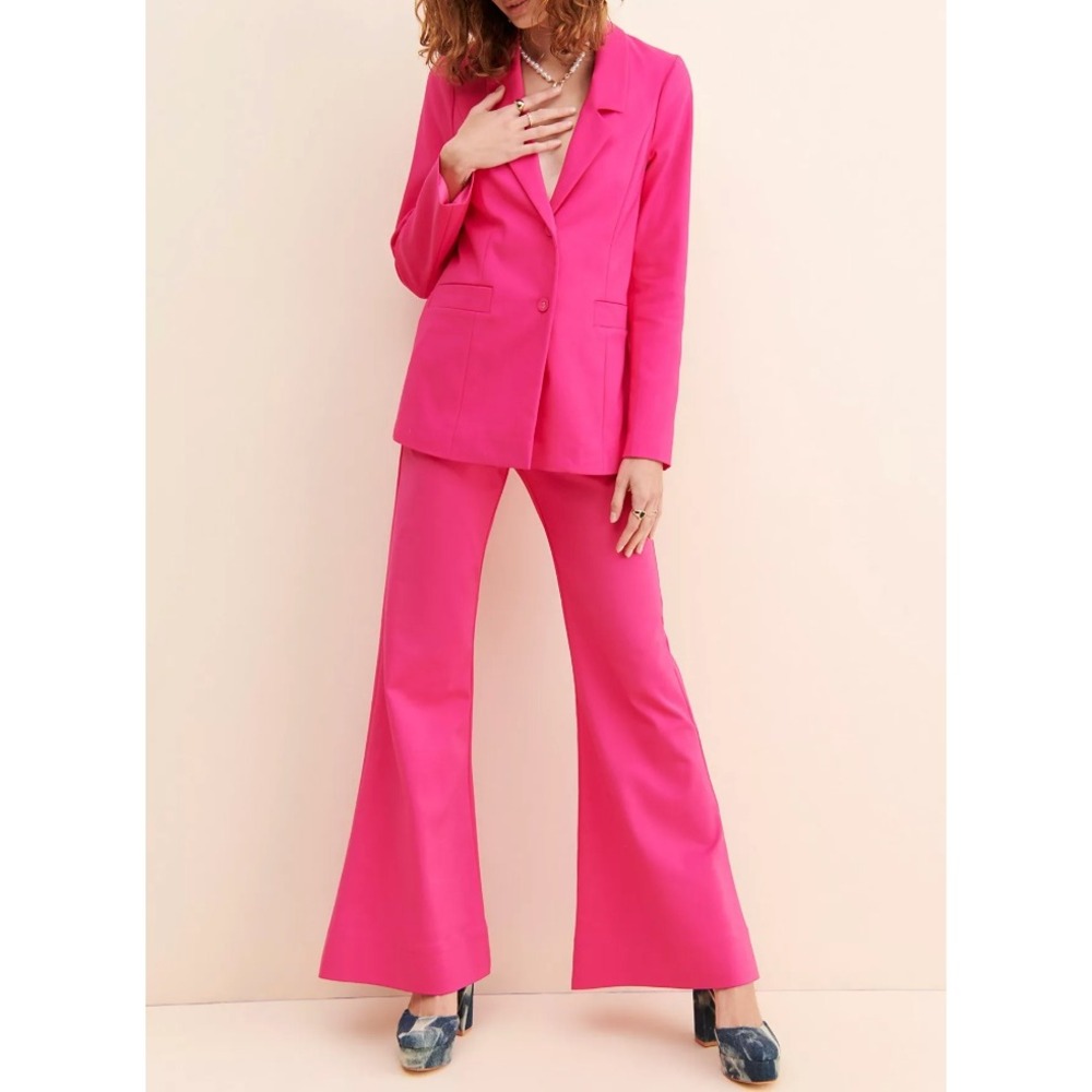Show Me Your Mumu Hot Pink Suit Set Major Blazer S Flare Pants Belt M Barbiecore